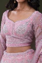 Load image into Gallery viewer, MIRROR EMBROIDERED NET RECEPTION LEHENGA
