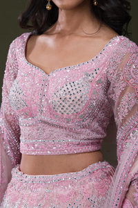 MIRROR EMBROIDERED NET RECEPTION LEHENGA