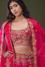 Load image into Gallery viewer, SEQUINS EMBROIDERED RAW SILK BRIDAL LEHENGA
