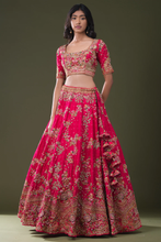 Load image into Gallery viewer, SEQUINS EMBROIDERED RAW SILK BRIDAL LEHENGA
