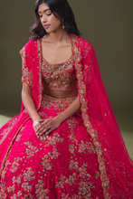 Load image into Gallery viewer, SEQUINS EMBROIDERED RAW SILK BRIDAL LEHENGA
