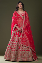 Load image into Gallery viewer, SEQUINS EMBROIDERED RAW SILK BRIDAL LEHENGA
