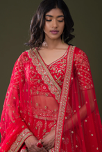 Load image into Gallery viewer, SEQUINS EMBROIDERED RAW SILK BRIDAL LEHENGA
