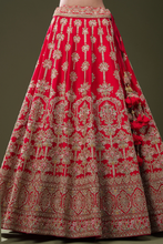 Load image into Gallery viewer, SEQUINS EMBROIDERED RAW SILK BRIDAL LEHENGA
