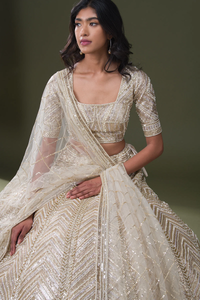 SEQUINS EMBROIDERED NET RECEPTION LEHENGA