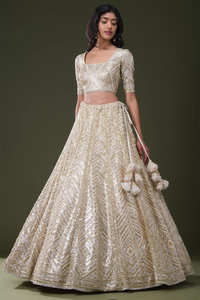 SEQUINS EMBROIDERED NET RECEPTION LEHENGA