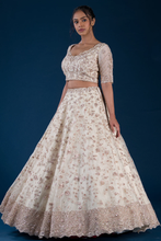 Load image into Gallery viewer, MIRROR EMBROIDERED ORGANZA BRIDAL LEHENGA
