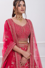 Load image into Gallery viewer, SEQUINS EMBROIDERED RAW SILK BRIDAL LEHENGA
