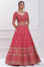 Load image into Gallery viewer, SEQUINS EMBROIDERED RAW SILK BRIDAL LEHENGA
