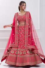 Load image into Gallery viewer, SEQUINS EMBROIDERED RAW SILK BRIDAL LEHENGA
