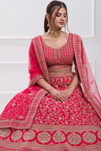 Load image into Gallery viewer, SEQUINS EMBROIDERED RAW SILK BRIDAL LEHENGA
