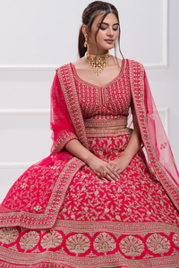 SEQUINS EMBROIDERED RAW SILK BRIDAL LEHENGA