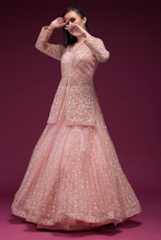 Load image into Gallery viewer, SEQUINS EMBROIDERED NET RECEPTION LEHENGA
