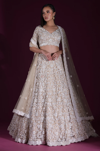 SEQUINS EMBROIDERED NET RECEPTION LEHENGA