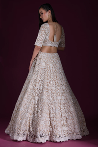 SEQUINS EMBROIDERED NET RECEPTION LEHENGA