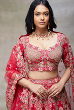 Load image into Gallery viewer, RESHAM EMBROIDERED RAW SILK BRIDAL LEHENGA
