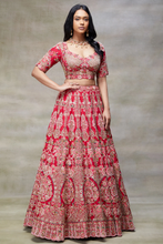 Load image into Gallery viewer, RESHAM EMBROIDERED RAW SILK BRIDAL LEHENGA
