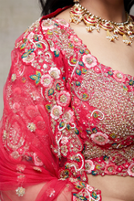 Load image into Gallery viewer, RESHAM EMBROIDERED RAW SILK BRIDAL LEHENGA
