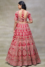 Load image into Gallery viewer, RESHAM EMBROIDERED RAW SILK BRIDAL LEHENGA
