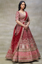 Load image into Gallery viewer, SEQUINS EMBROIDERED RAW SILK BRIDAL LEHENGA
