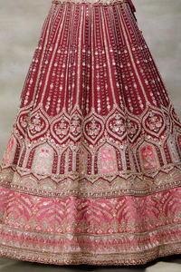 SEQUINS EMBROIDERED RAW SILK BRIDAL LEHENGA