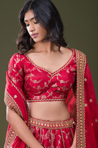 ZARI WOVEN SILK BRIDAL LEHENGA