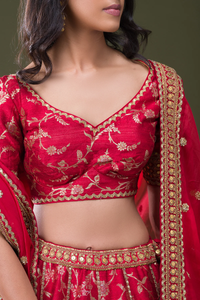 ZARI WOVEN SILK BRIDAL LEHENGA