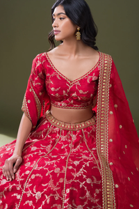 ZARI WOVEN SILK BRIDAL LEHENGA