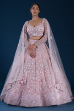 Load image into Gallery viewer, STONE EMBROIDERED NET RECEPTION LEHENGA
