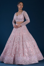 Load image into Gallery viewer, STONE EMBROIDERED NET RECEPTION LEHENGA
