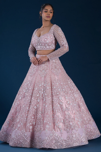 STONE EMBROIDERED NET RECEPTION LEHENGA