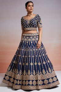 SEQUINS EMBROIDERED RAW SILK BRIDAL LEHENGA