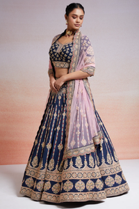 SEQUINS EMBROIDERED RAW SILK BRIDAL LEHENGA