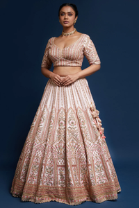 SEQUINS EMBROIDERED RAW SILK RECEPTION LEHENGA