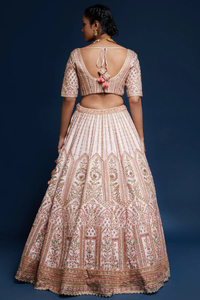 SEQUINS EMBROIDERED RAW SILK RECEPTION LEHENGA